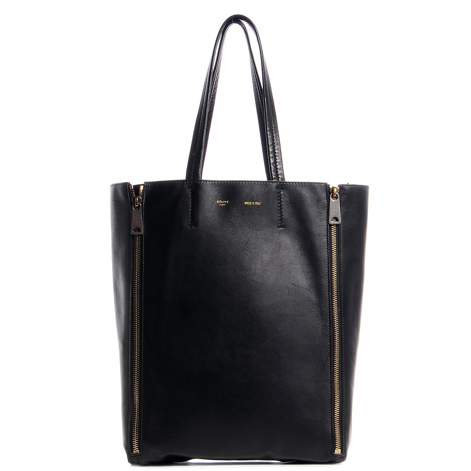 Celine Smooth Lambskin Small Vertical Zip Gusset Cabas Black 1 of 9
