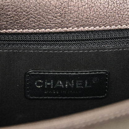 Chanel Iridescent Goatskin Quilted New Medium Boy Flap Dark Gold 6 of 7