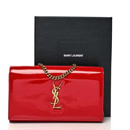 Saint Laurent Patent Calfskin Monogram Kate Wallet On Chain Rouge Eros 8 of 8