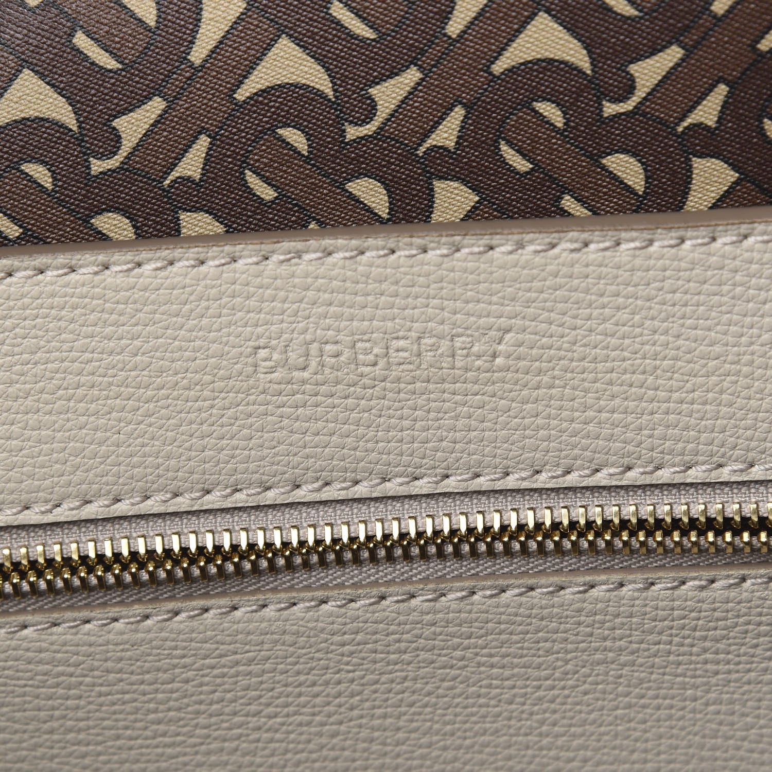 Burberry Calfskin Embossed Monogram Motif Medium Tote Limestone 5 of 8