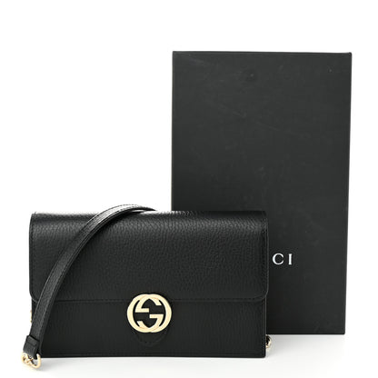 Gucci Dollar Calfskin Interlocking G Chain Wallet Black 10 of 10