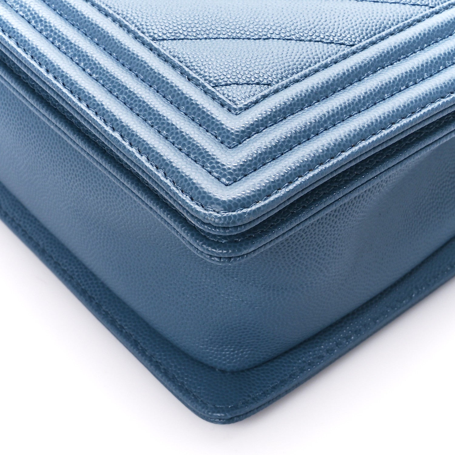 Chanel Caviar Chevron Quilted New Medium Boy Flap Blue 10 of 11