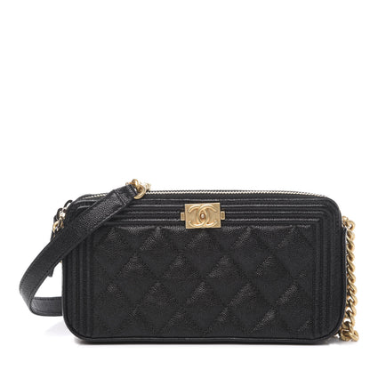 Chanel Caviar Quilted Small Boy Clutch With Chain Black 1 of 12