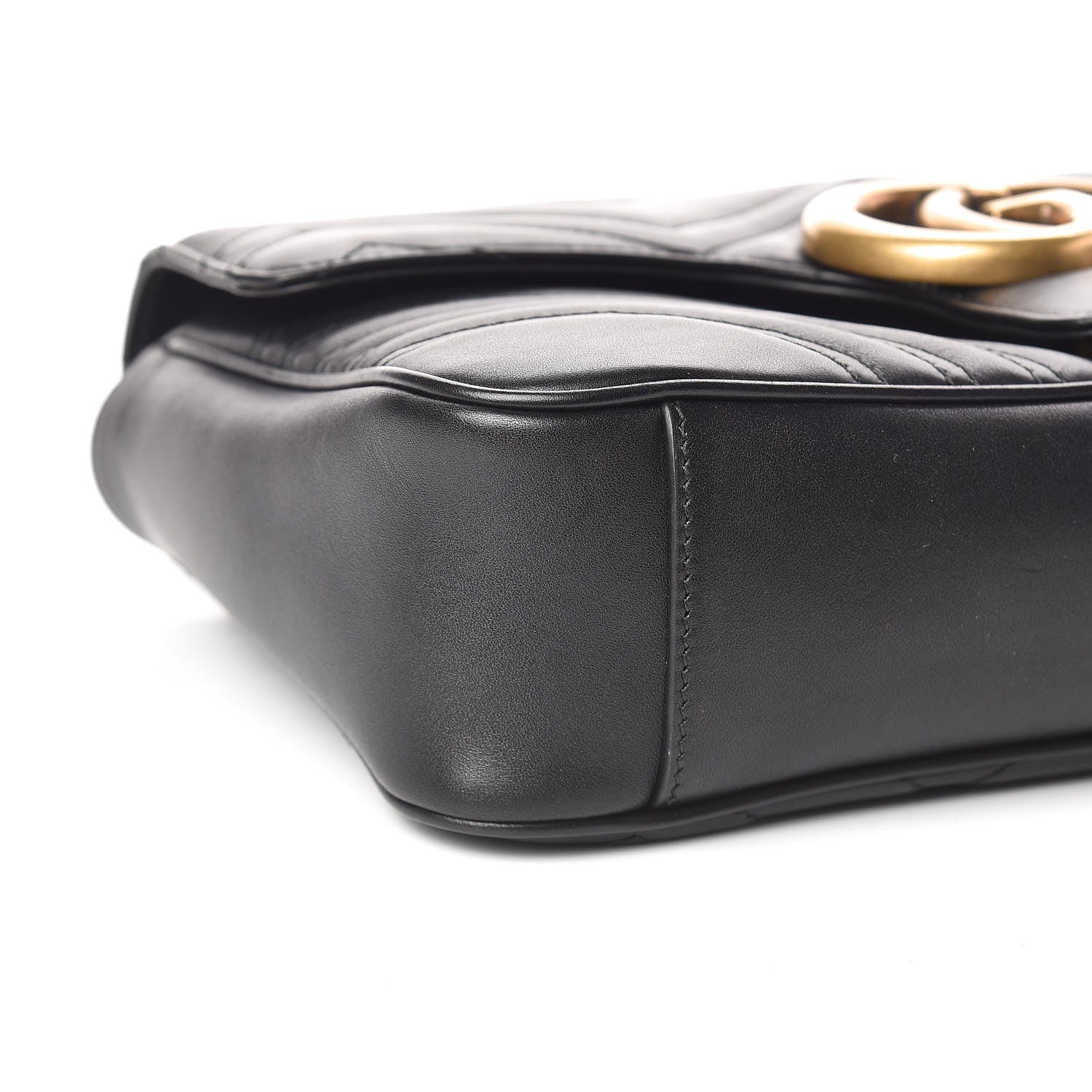 Gucci Calfskin Matelasse Medium GG Marmont Shoulder Bag Black 8 of 10