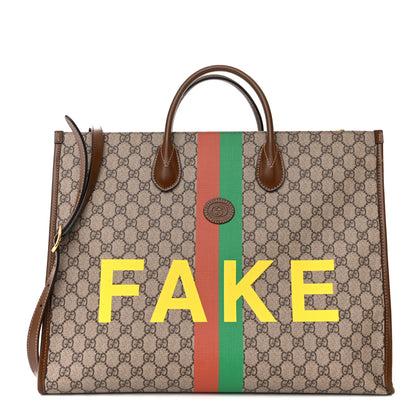 Gucci GG Supreme Monogram Fake/Not Large Retro Interlocking G Tote Bag Beige Brown Sugar 1 of 11