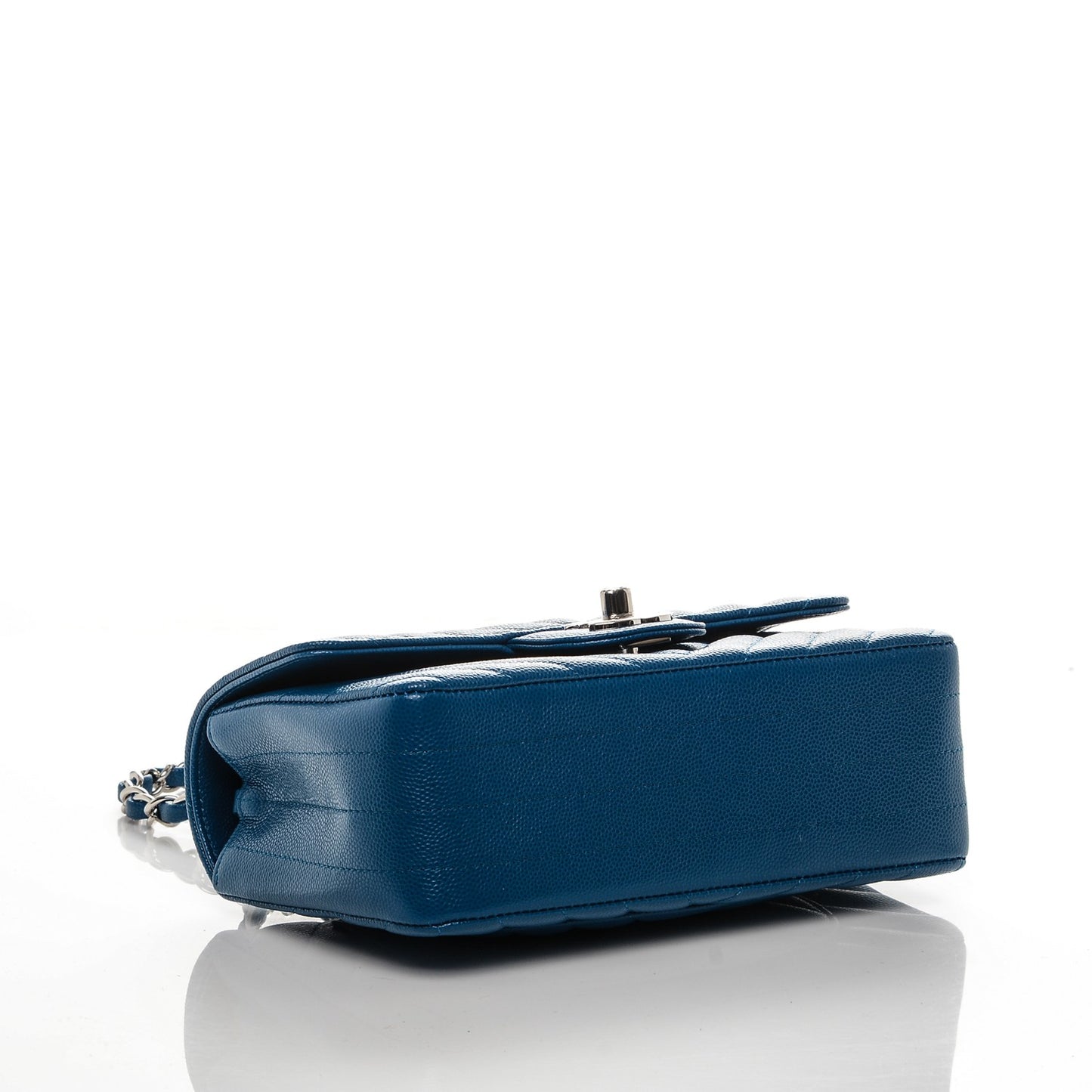 Caviar Chevron Quilted Mini Rectangular Flap Blue