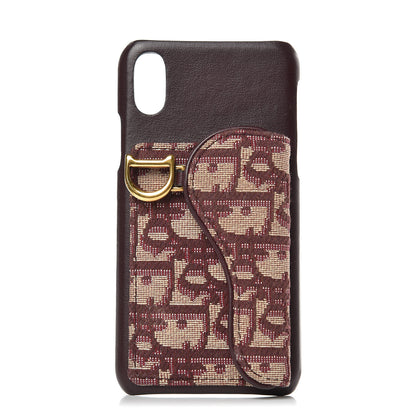 Christian Dior Oblique Calfskin Saddle iPhone X Case Bordeaux 1 of 7