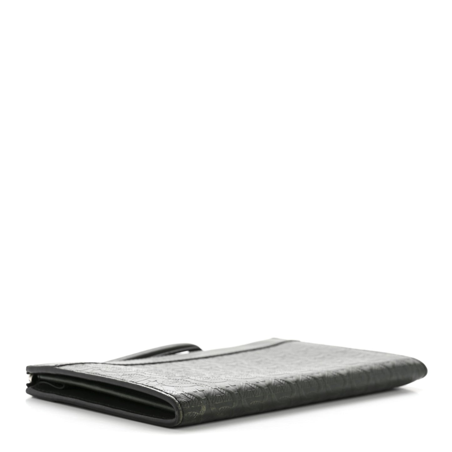 Calfskin Gancini Embossed Wristlet Clutch Dark Green