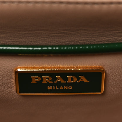 Prada Saffiano Vernice Pyramid Bag Larice Sabbia 5 of 10