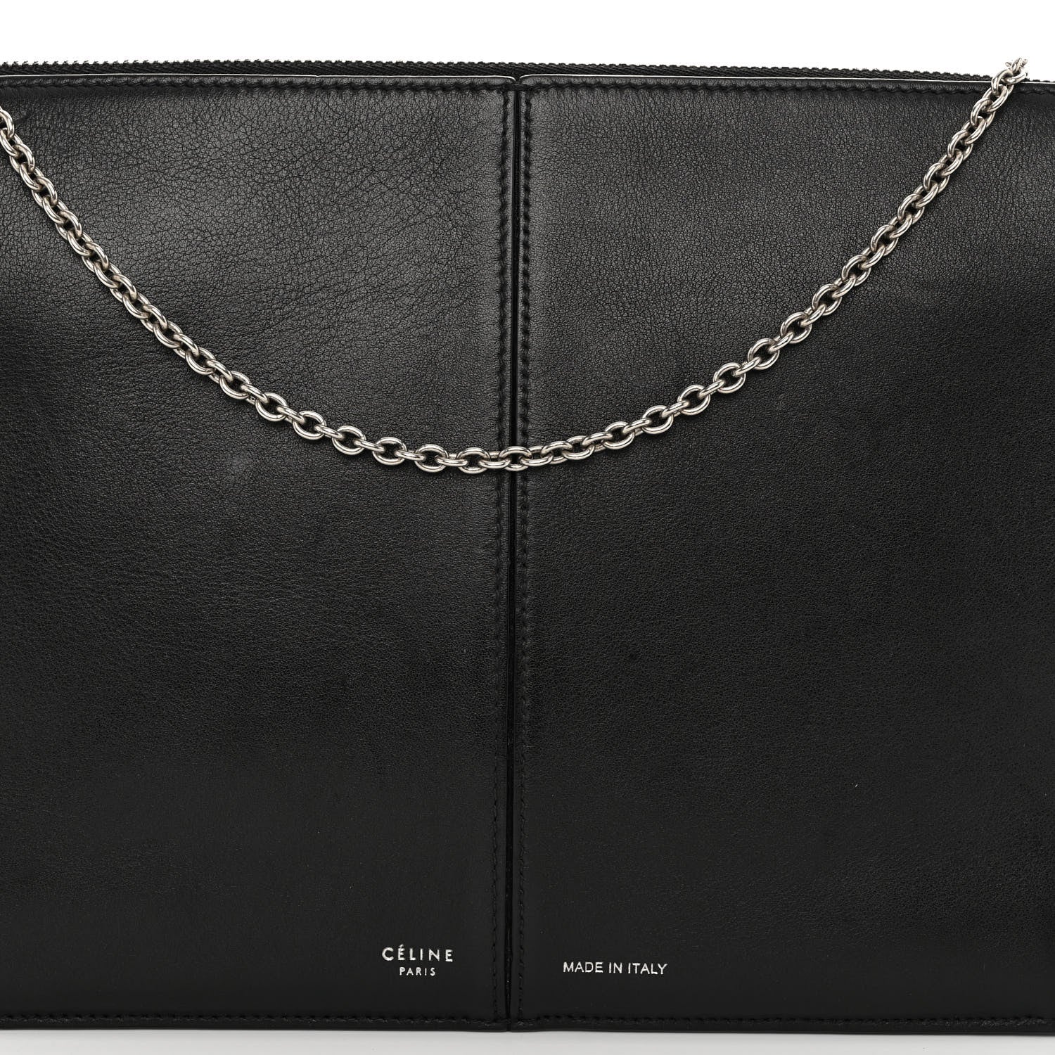 Celine Smooth Calfskin Tri-Fold Clutch on Chain Black 9 of 12