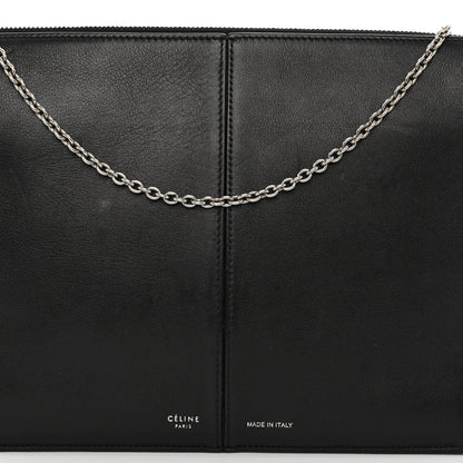 Celine Smooth Calfskin Tri-Fold Clutch on Chain Black 9 of 12