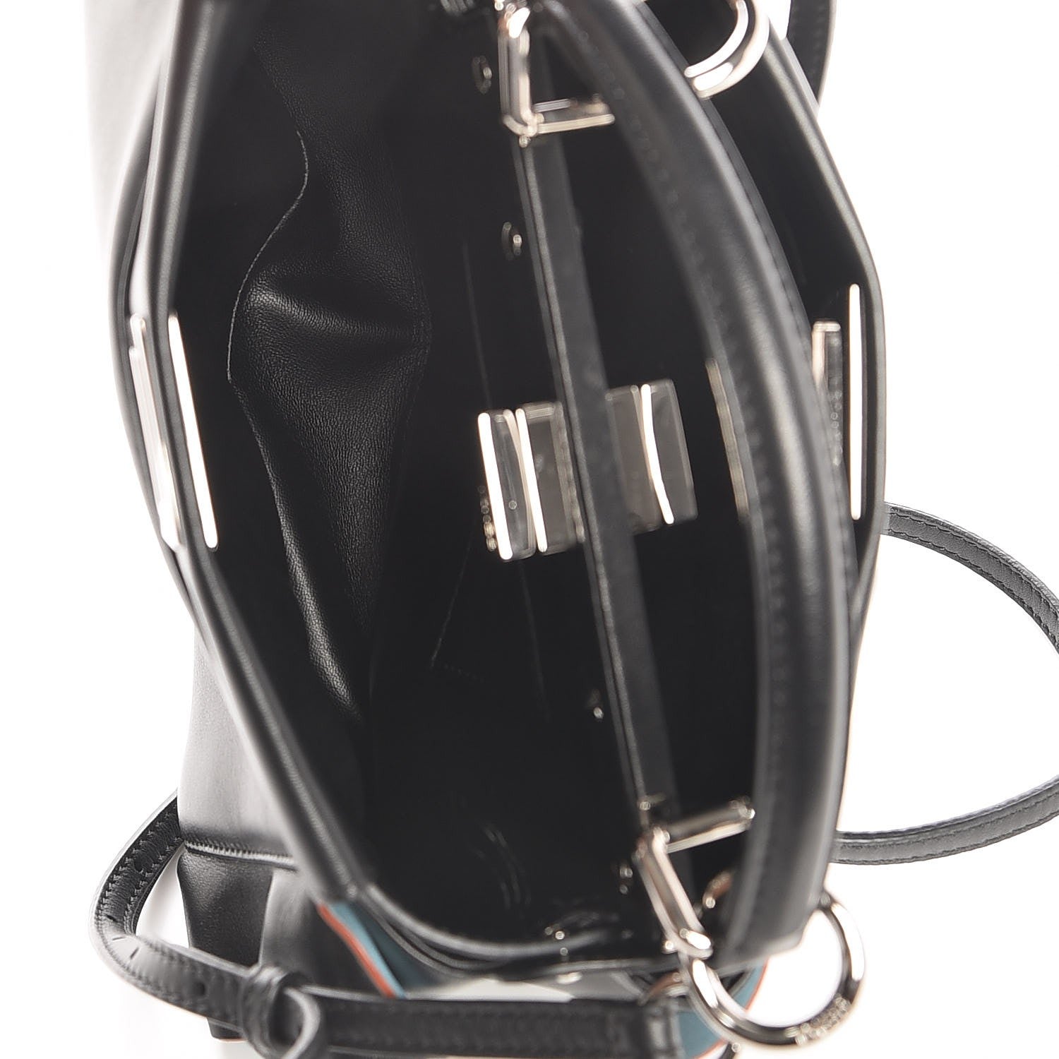 Fendi Nappa Waves Bi-Color Mini Peekaboo Iconic Satchel Black Turchese 7 of 9