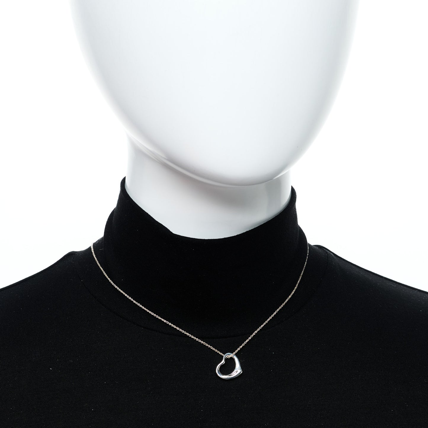 Sterling Silver 16mm Elsa Peretti Open Heart Pendant Necklace