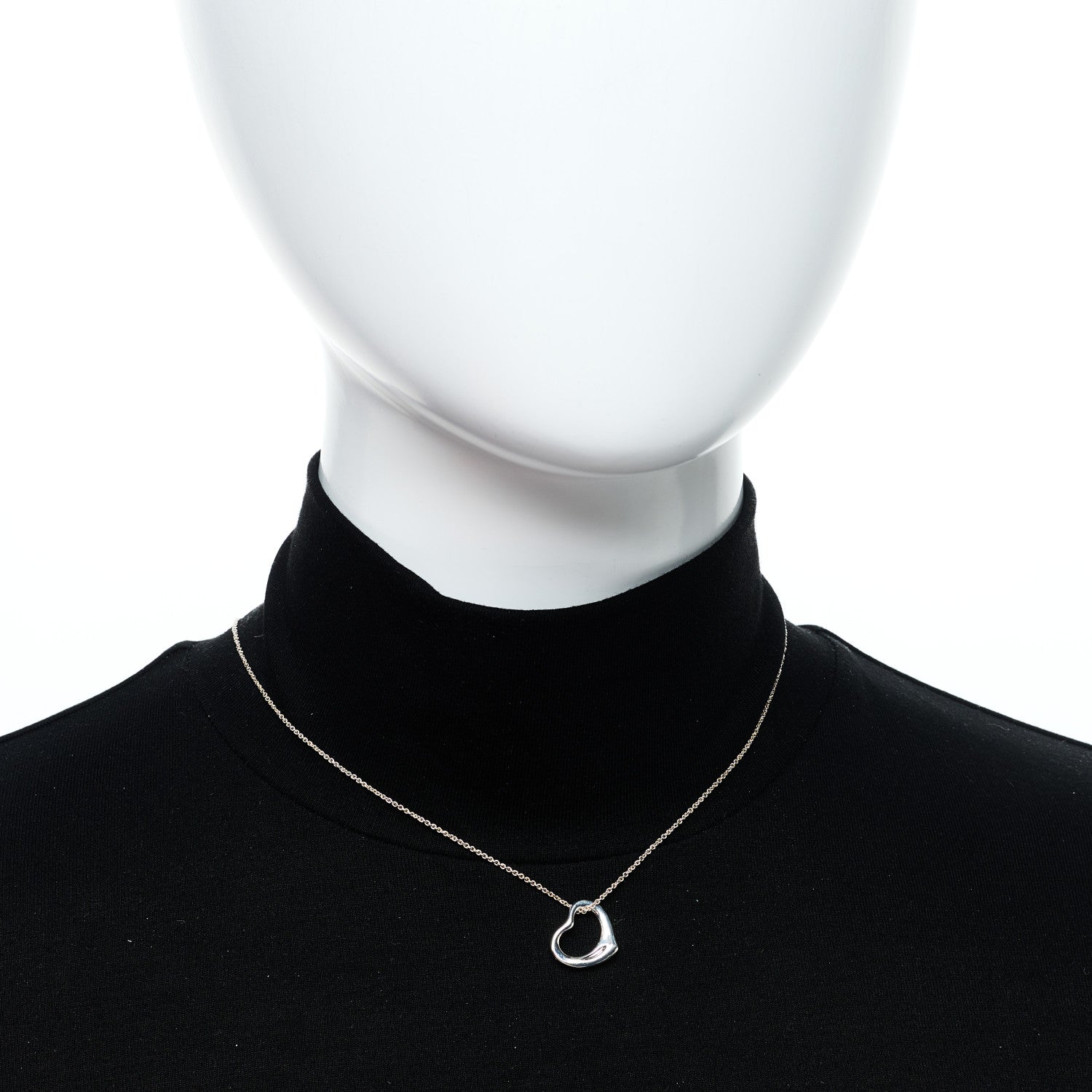Tiffany Sterling Silver 16mm Elsa Peretti Open Heart Pendant Necklace 2 of 5