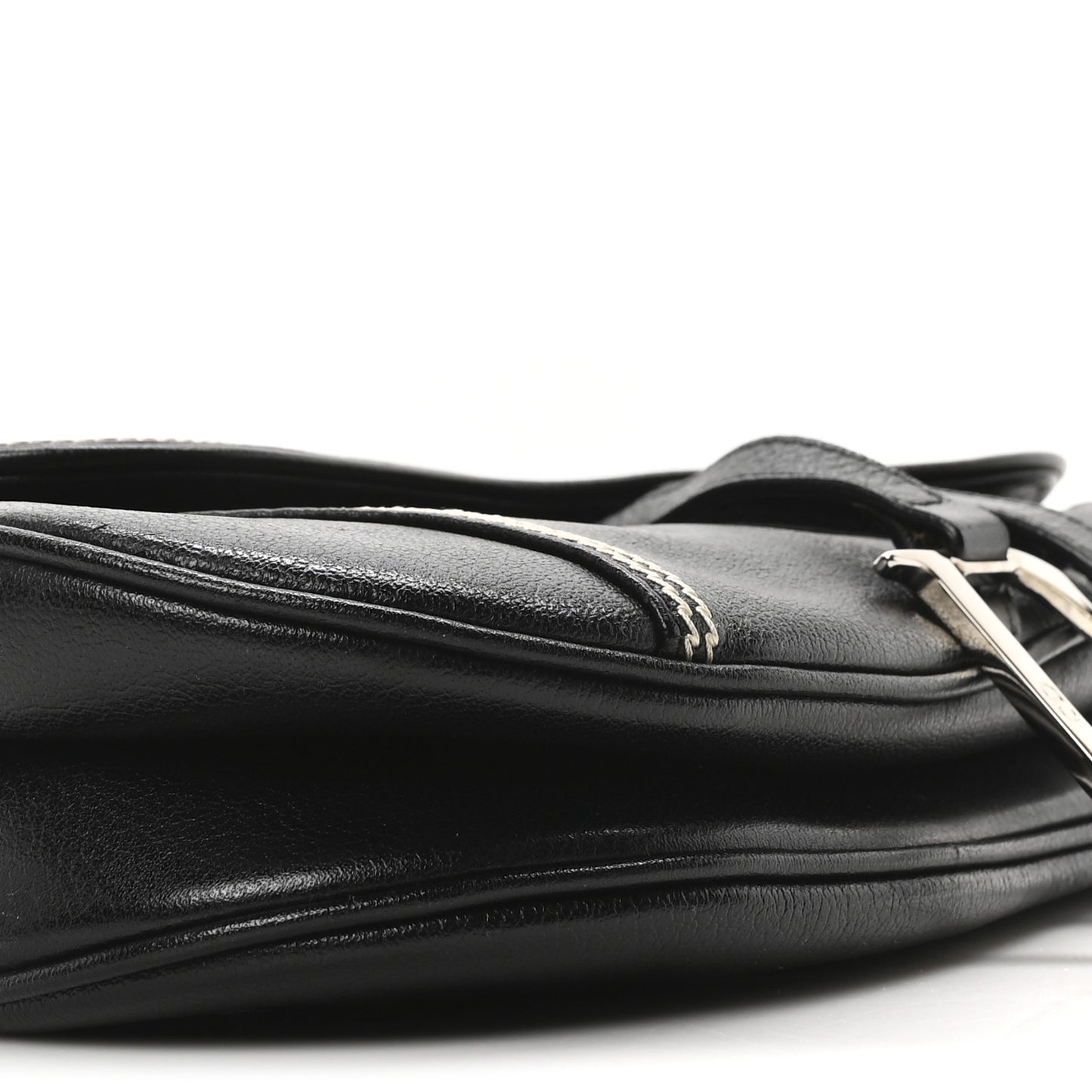 Shiny Goatskin Saddle Bag Black