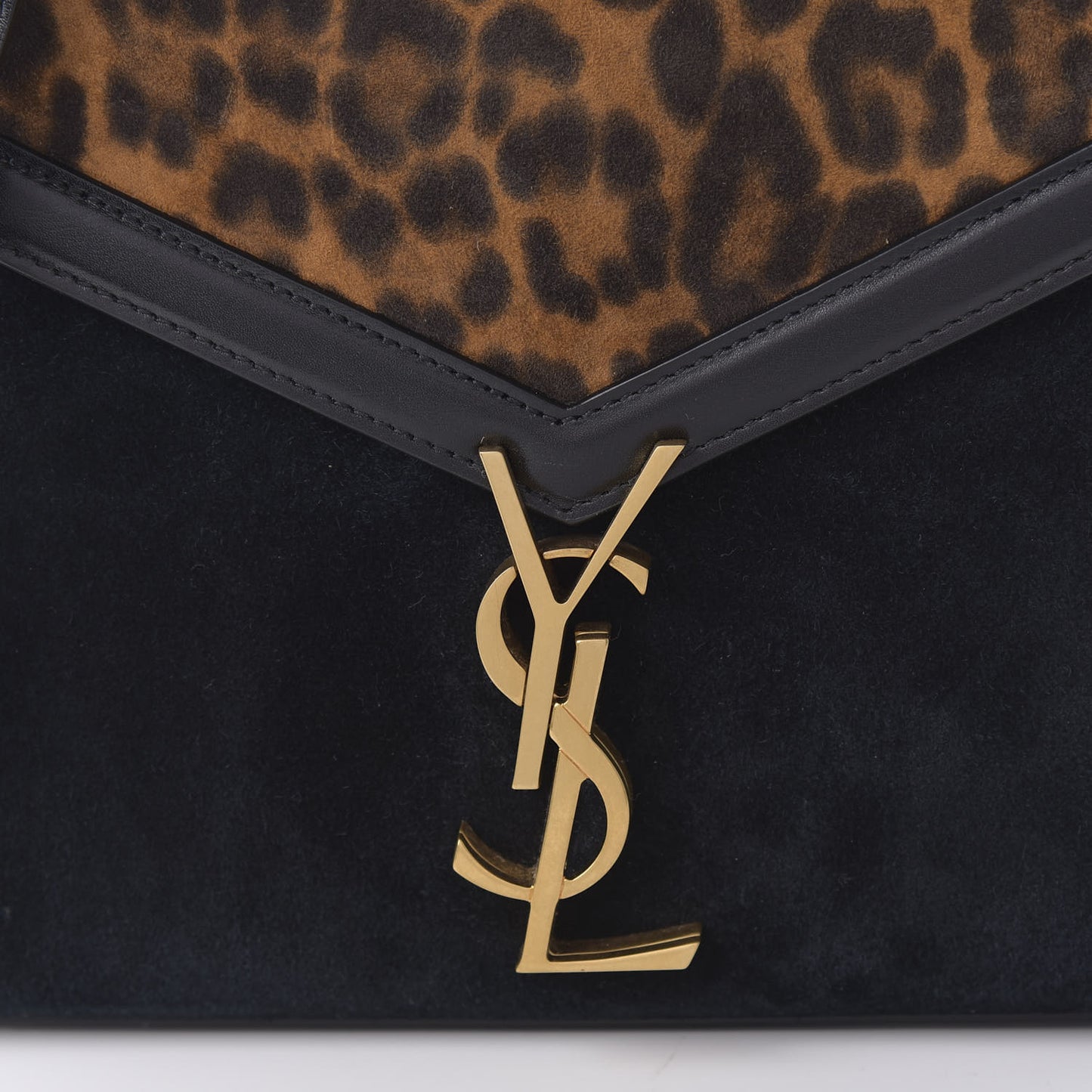 Suede Leopard Print Mini Classic Monogram Cassandra Top Handle Manto Naturale Black