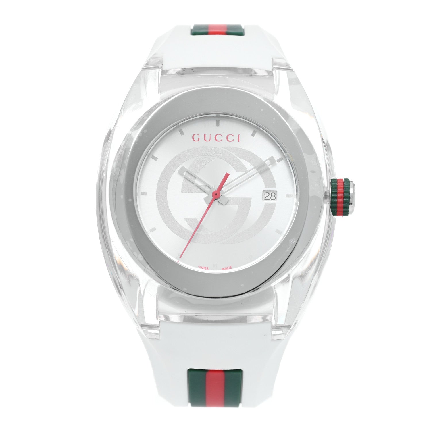 Gucci Stainless Steel Rubber 46mm Sync Web Quartz Watch White 1521246 ...