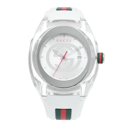 Gucci Stainless Steel Rubber 46mm Sync Web Quartz Watch White 1 of 6