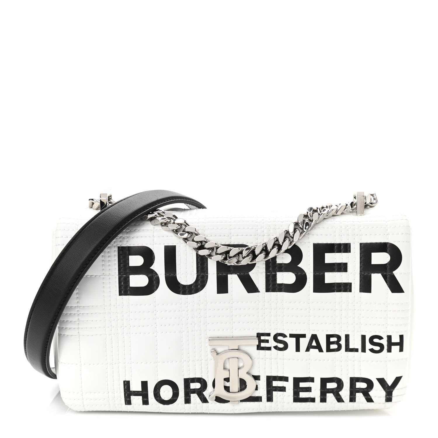 Burberry Patent Quilted Horseferry Print Small Lola Bag White 1 of 10
