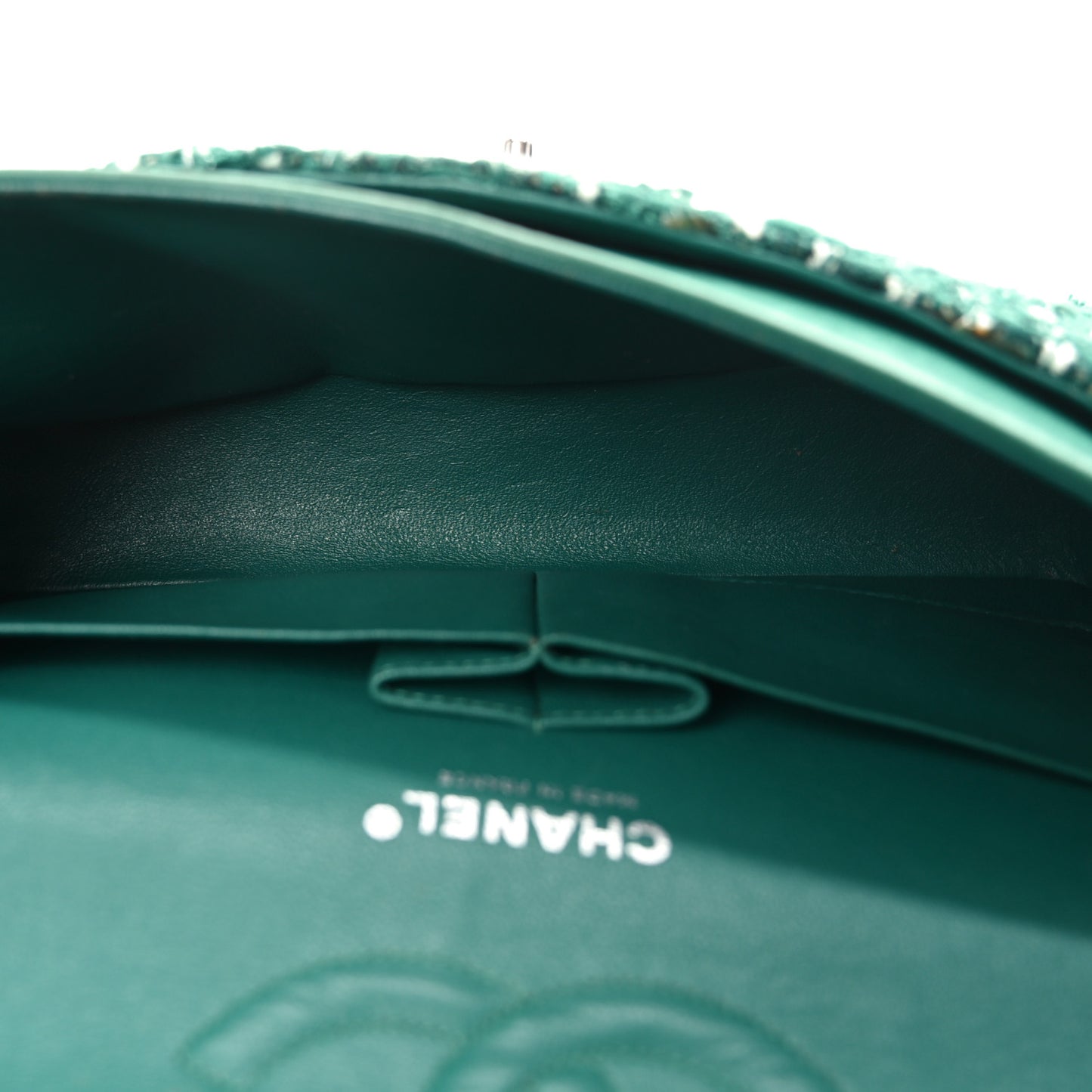 Tweed Quilted Medium Double Flap Green