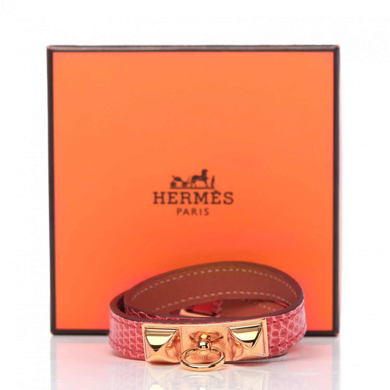 Hermes Lizard Rivale Double Tour Bracelet XS Bougainvillea 7 of 7