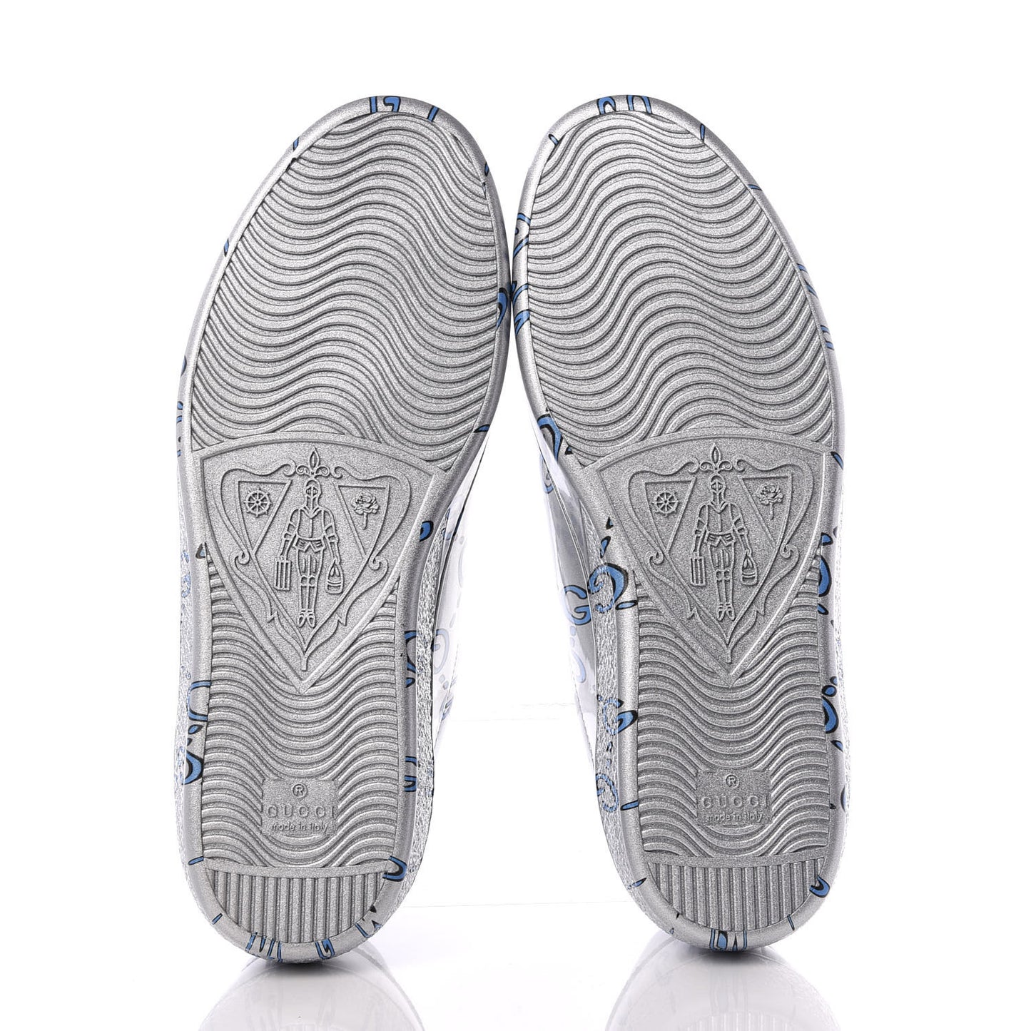 Miro Rubber Wax GucciGhost Print Mens New Ace Sneakers 6.5 Silver