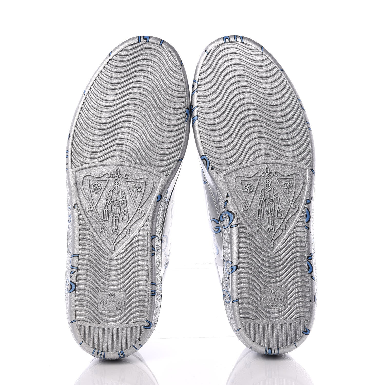 Gucci Miro Rubber Wax GucciGhost Print Mens New Ace Sneakers 6.5 Silver 7 of 10