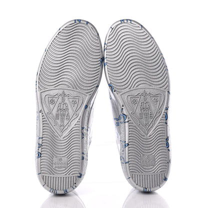 Gucci Miro Rubber Wax GucciGhost Print Mens New Ace Sneakers 6.5 Silver 7 of 10