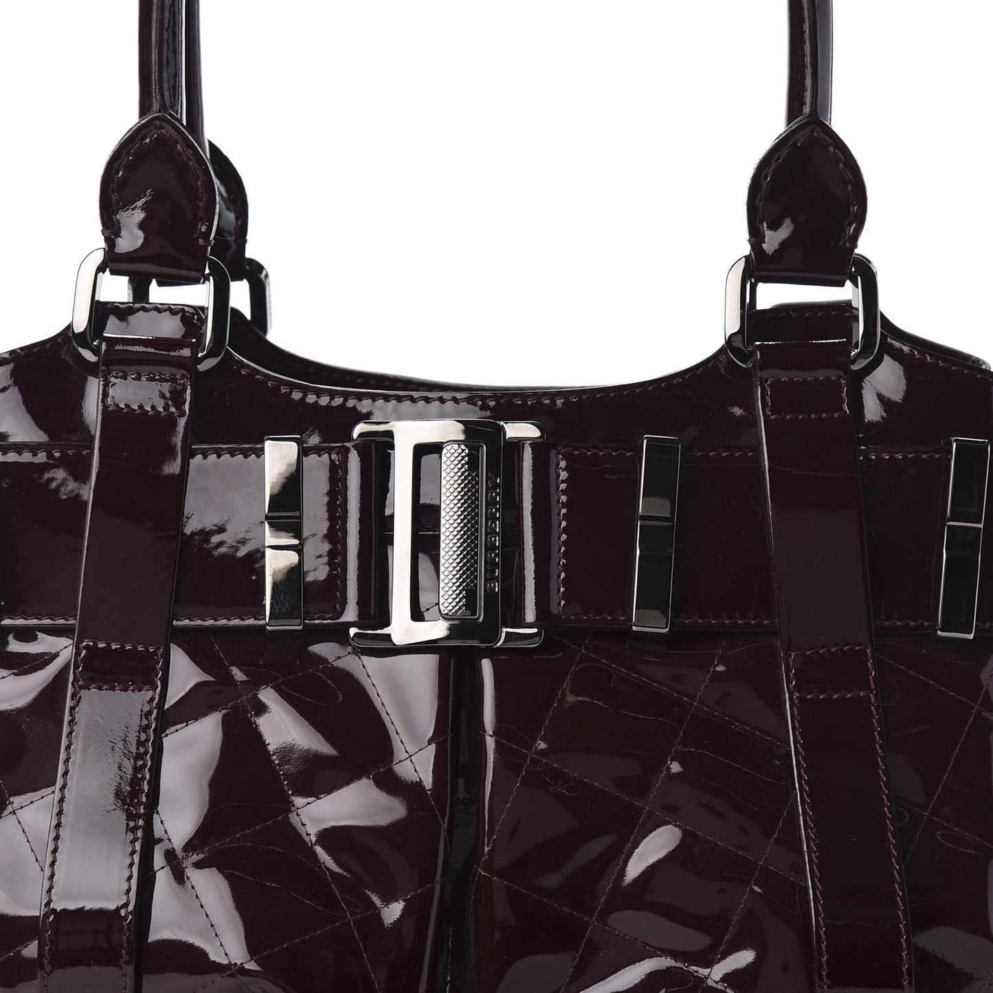 Patent Quilted Small Eastmore Landscape Tote Plum