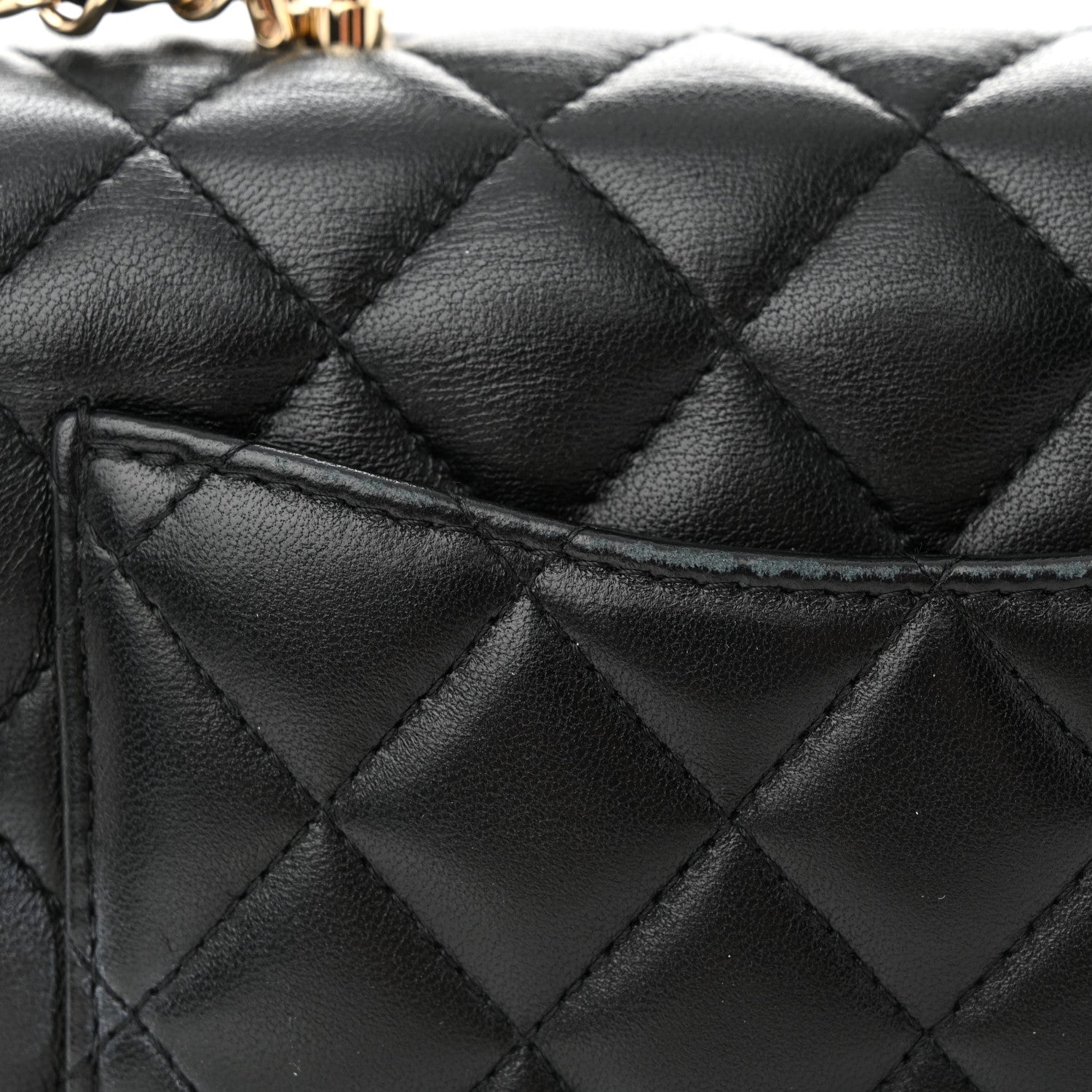 Chanel Lambskin Quilted Mini Top Handle Rectangular Flap Black 11 of 12