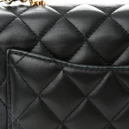 Chanel Lambskin Quilted Mini Top Handle Rectangular Flap Black 11 of 12