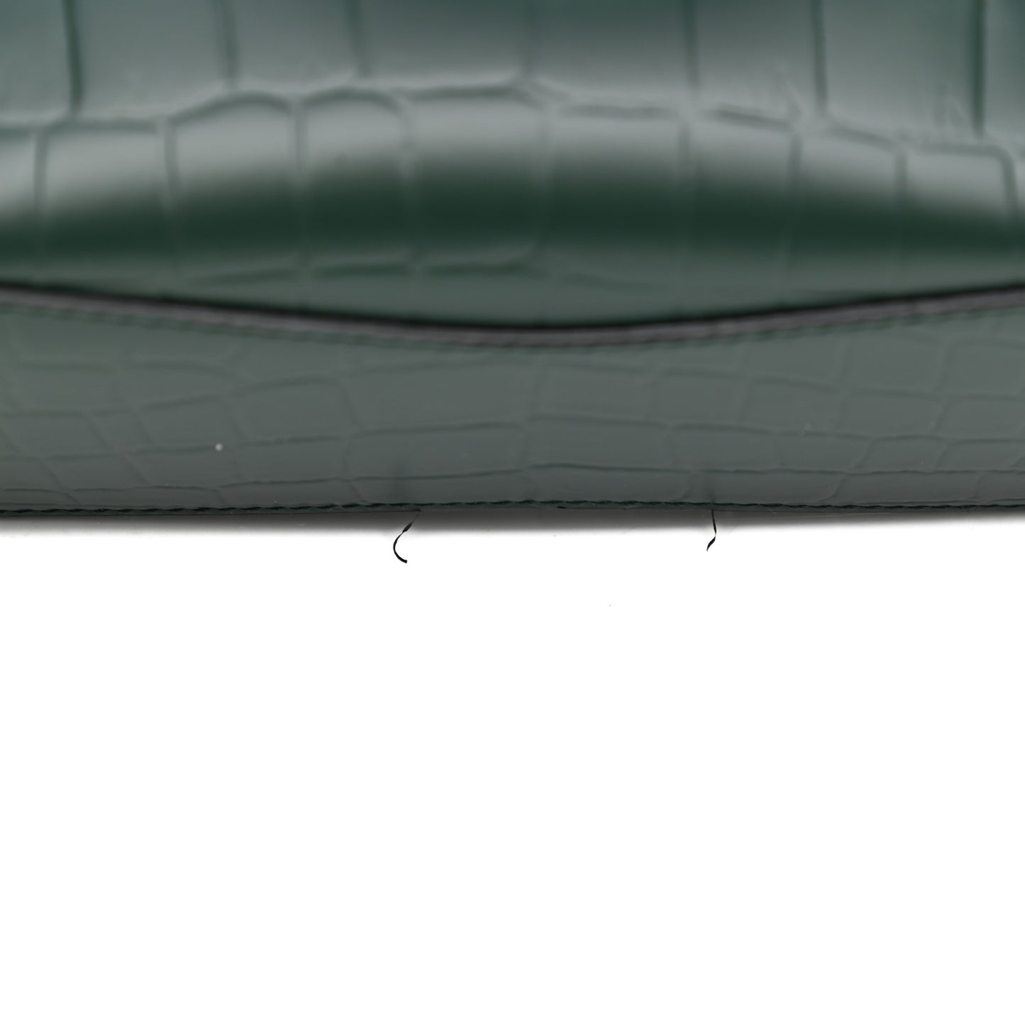 Semi Shiny Calfskin Crocodile Embossed Neo Classic Black Hardware Mini City Forest Green