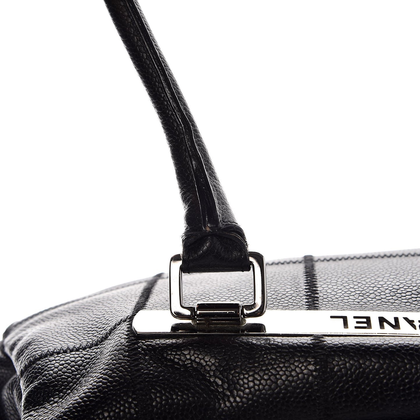 Caviar Square Stitched Medium Tote Black
