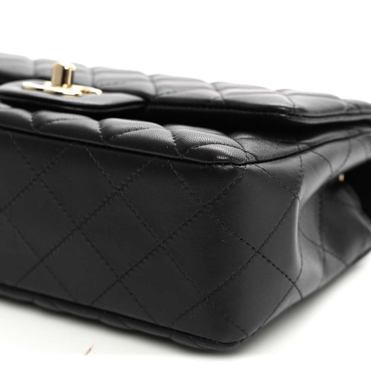 Lambskin Quilted Mini Rectangular Flap Black