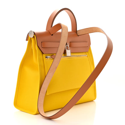Hermes Vache Hunter Toile Officier Herbag Zip PM 31 PM Natural Jaune De Naples 4 of 12