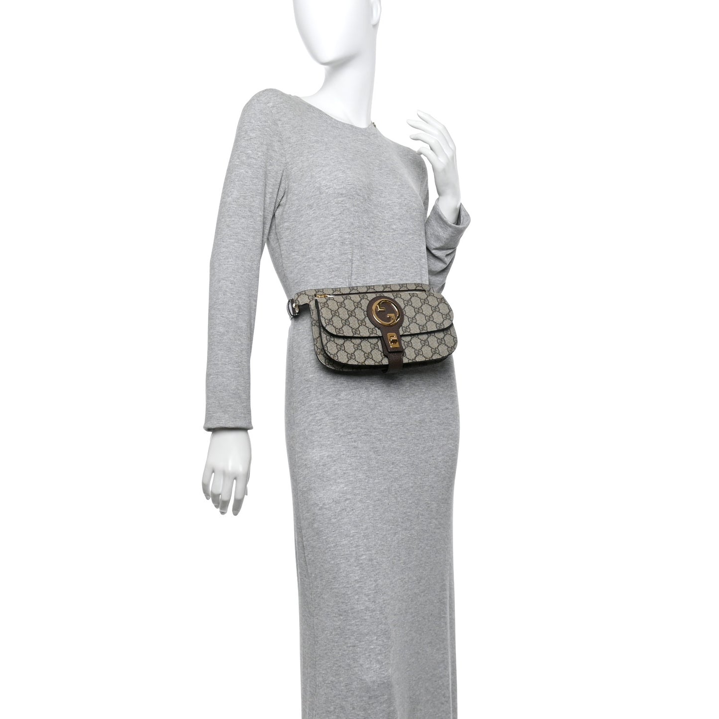 GG Supreme Monogram Textured Dollar Calfskin Blondie Belt Bag Beige Ebony New Acero