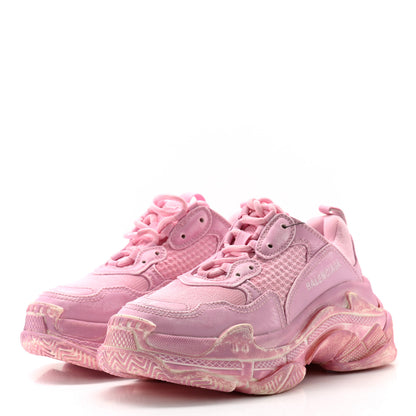 Balenciaga Fabric Mesh Distressed Womens Triple S Sneakers 36 Pink 3 of 8