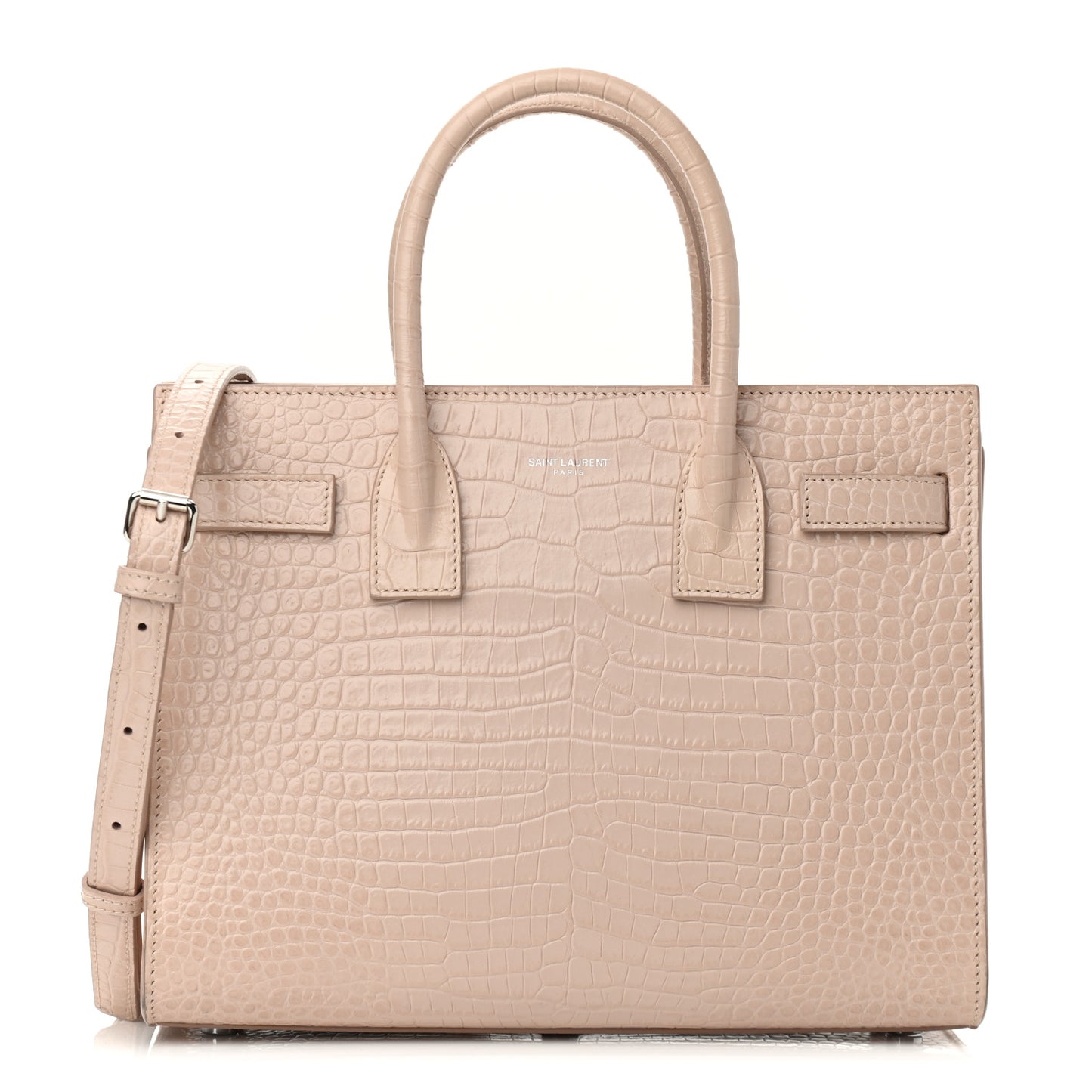 Calfskin Crocodile Embossed Baby Sac De Jour Rose Antic