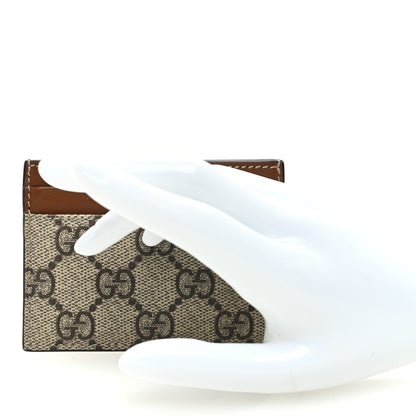 Gucci GG Supreme Monogram Calfskin Card Holder Beige Ebony Cuir 2 of 7