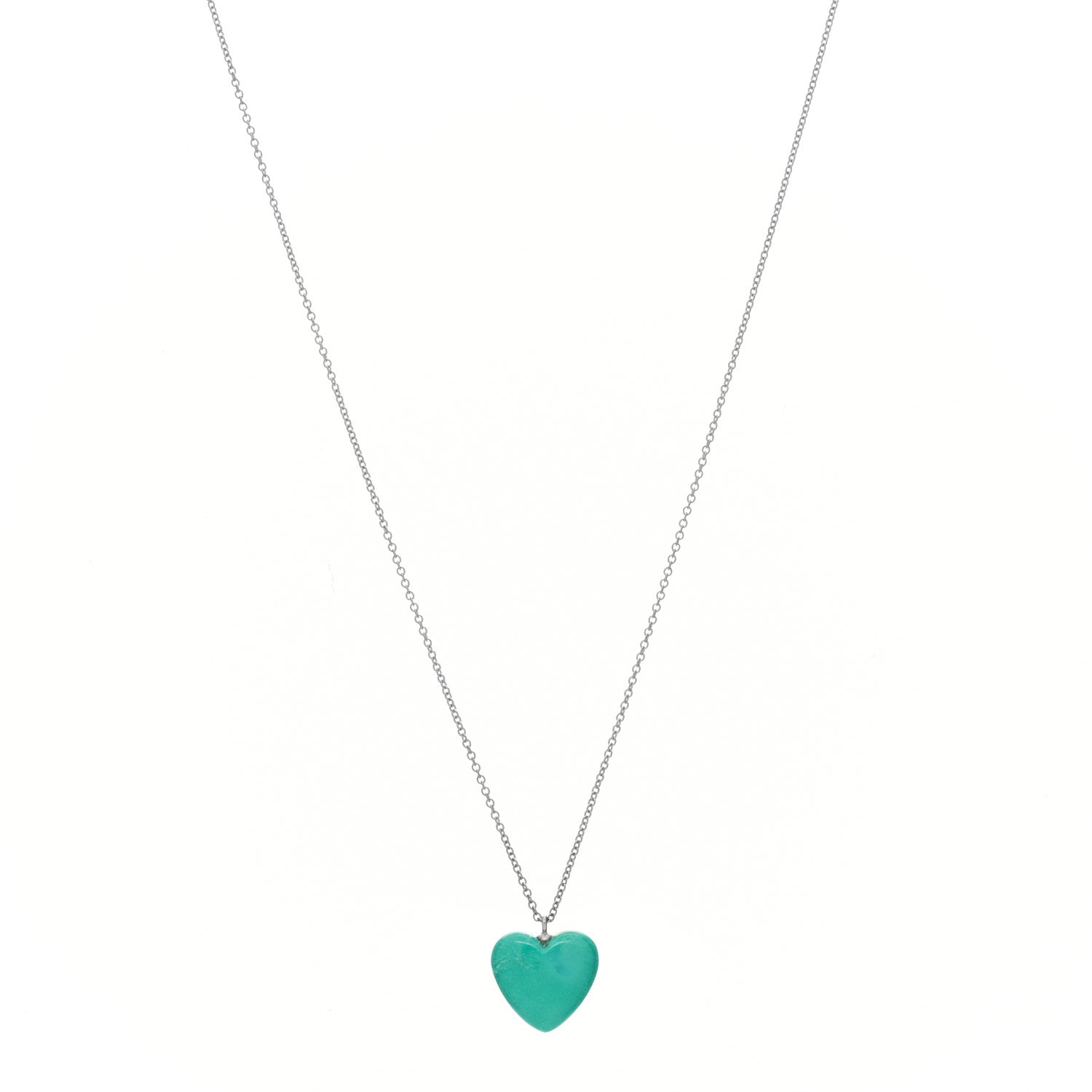 Tiffany Sterling Silver Turquoise Heart Pendant Necklace 1 of 4