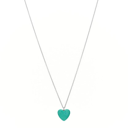 Tiffany Sterling Silver Turquoise Heart Pendant Necklace 1 of 4