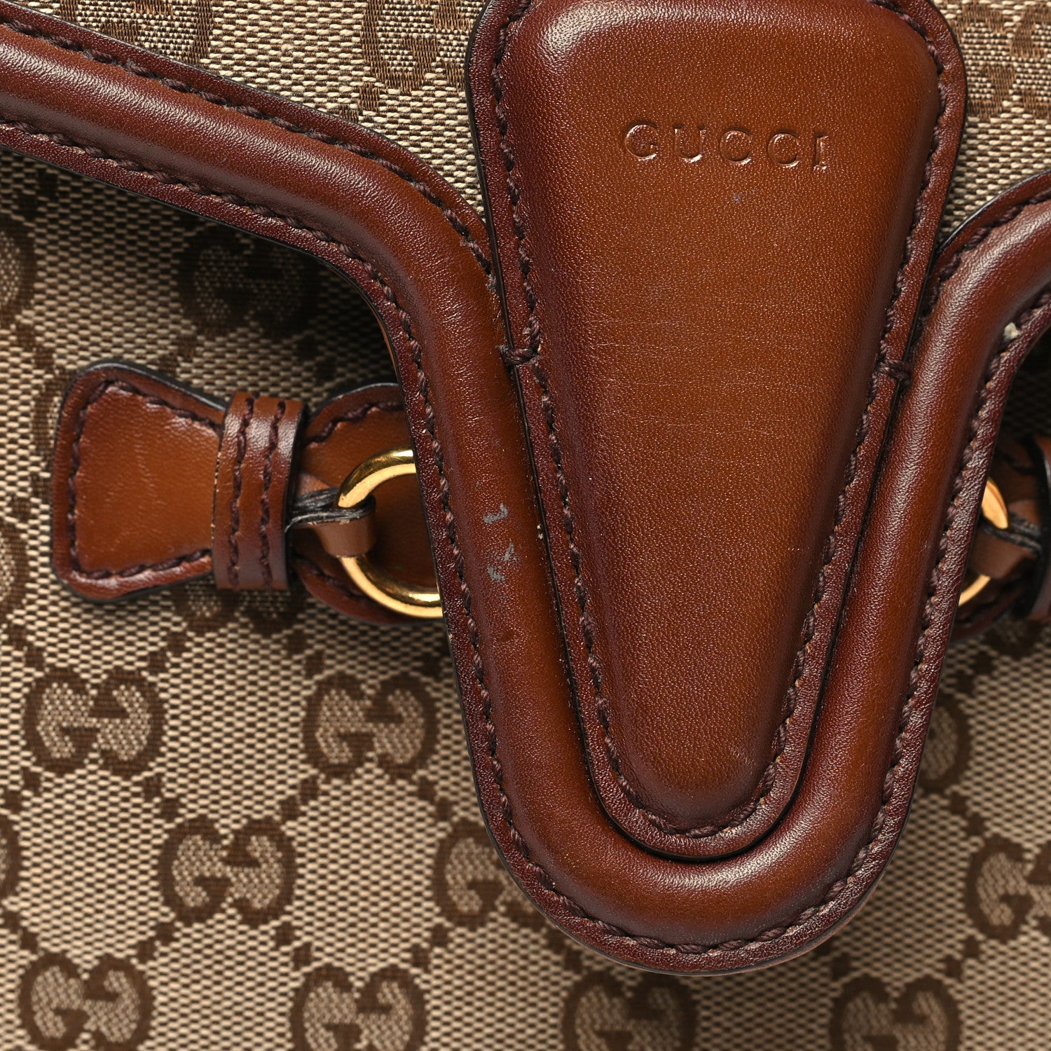 Gucci Monogram Medium Lady Web Shoulder Bag Beige Cuir 12 of 14