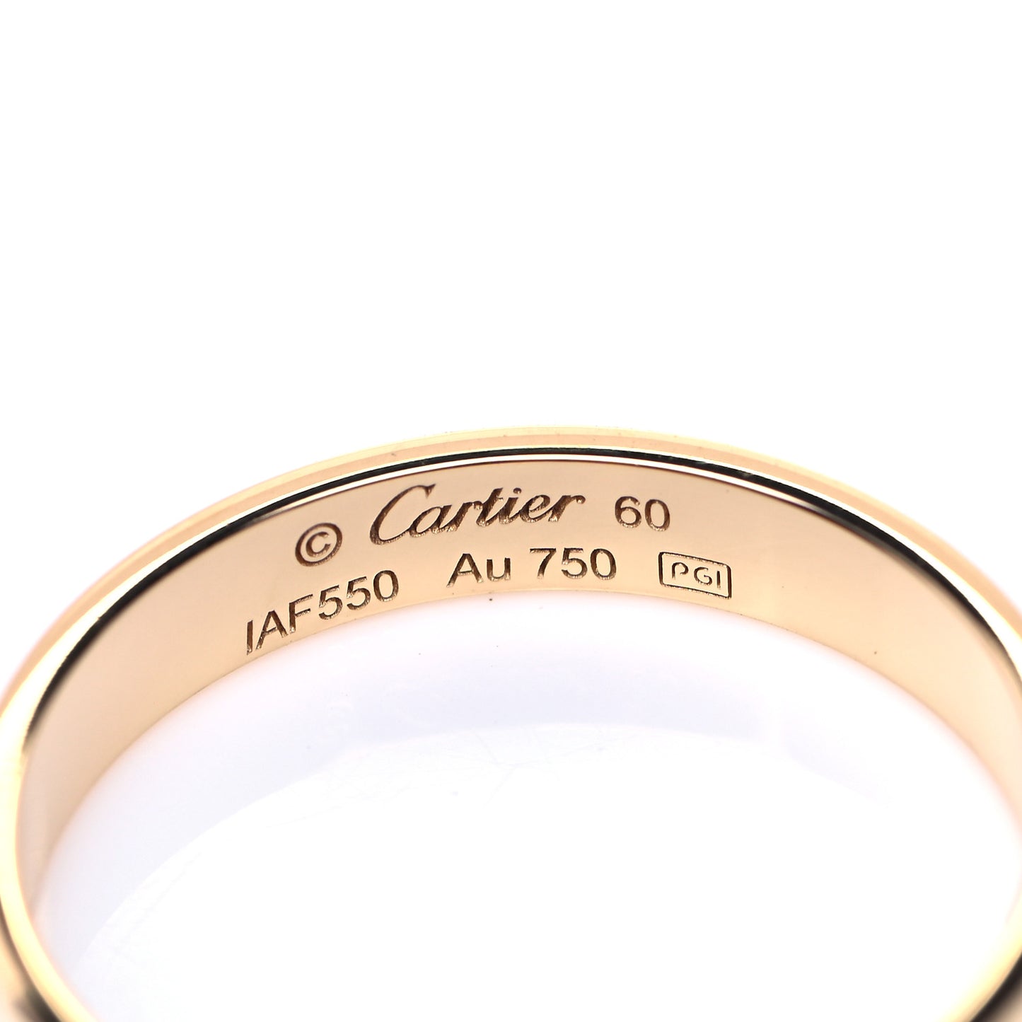 18K Yellow Gold 3.5mm LOVE Wedding Band Ring 60 9