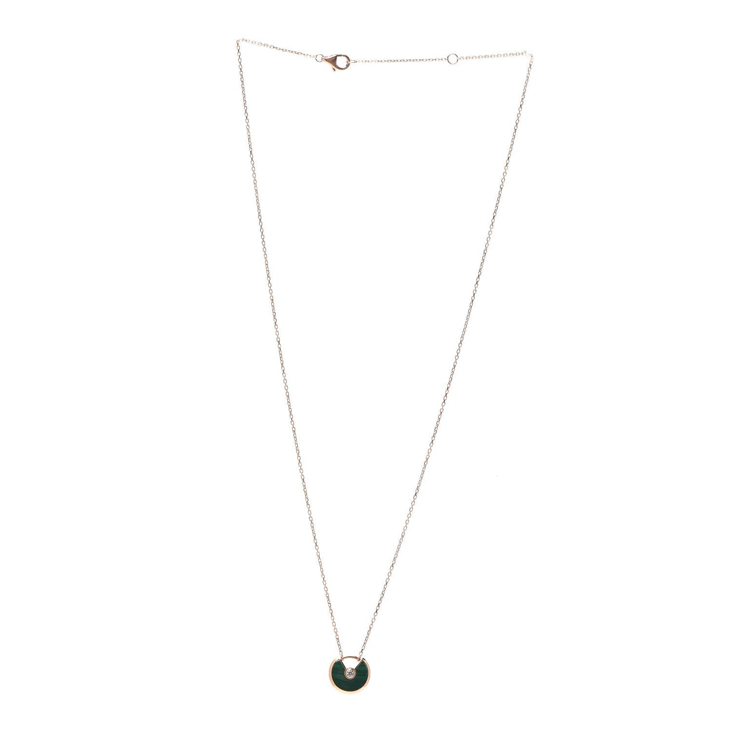 18K Pink Gold Diamond Malachite XS Amulette de Cartier Pendant Necklace