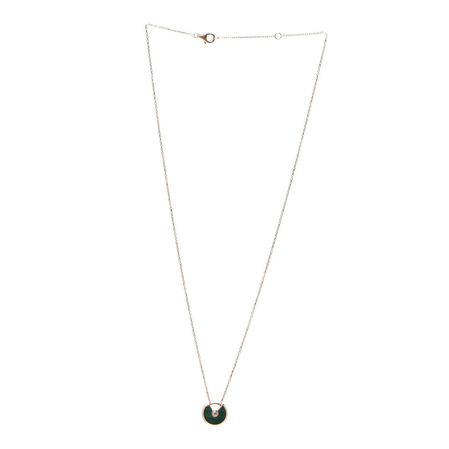 Cartier 18K Pink Gold Diamond Malachite XS Amulette de Cartier Pendant Necklace 3 of 5