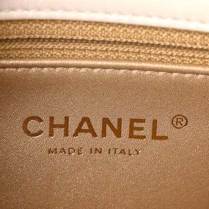 Chanel Lambskin Quilted Small CC Crystal Logo Chain Flap White 6 of 10