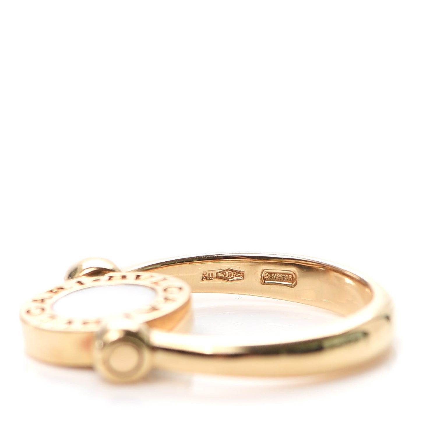 18K Yellow Gold Mother of Pearl Onyx BVLGARI BVLGARI Ring 52 6