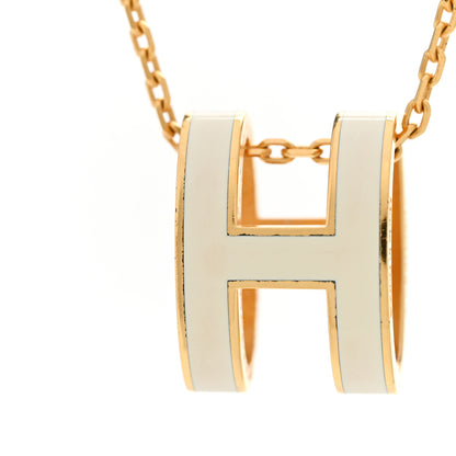 Hermes Lacquered Gold Pop H Pendant Necklace White 6 of 6