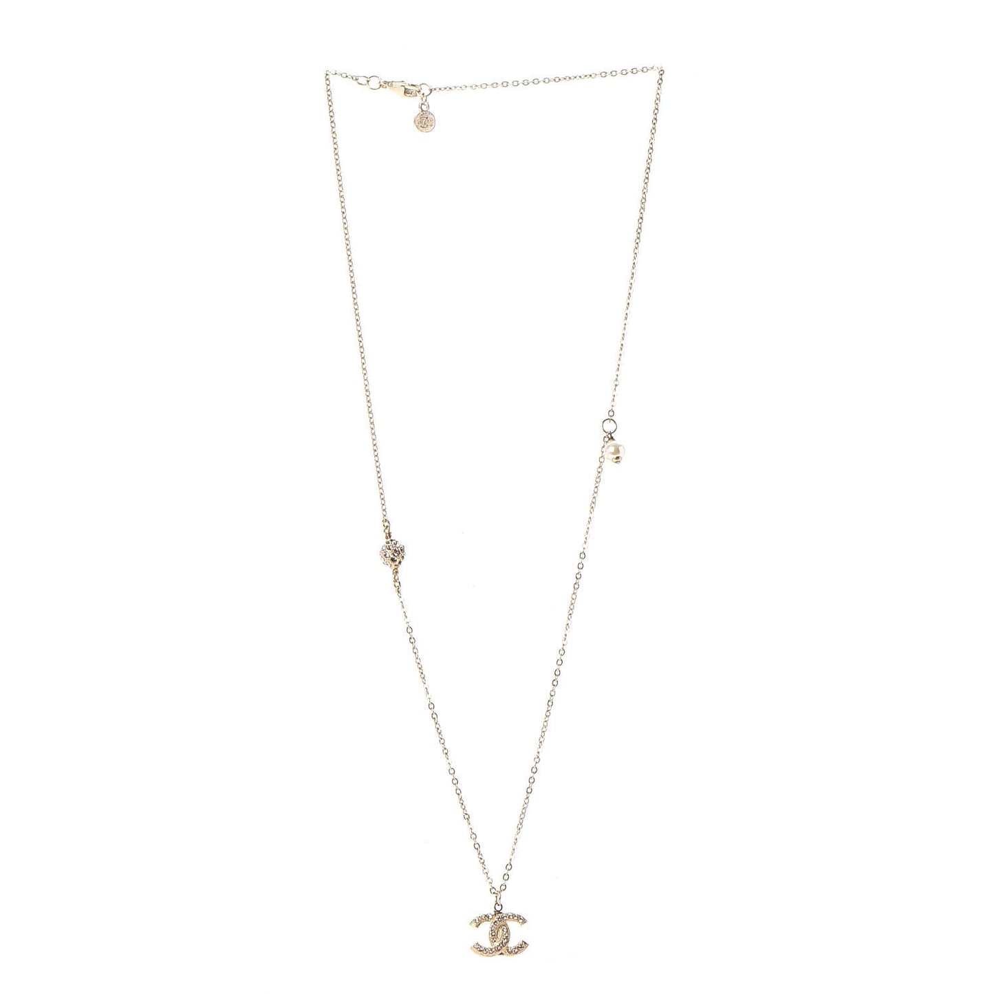 Crystal CC Necklace Light Gold