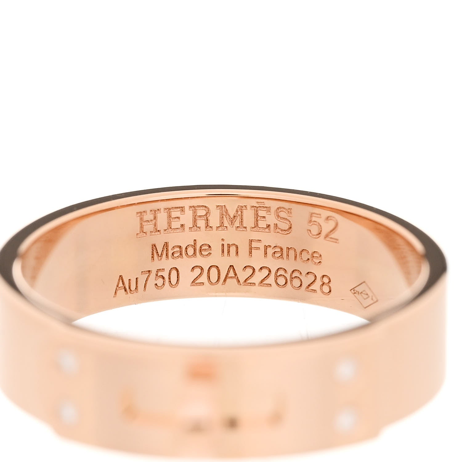 Hermes 18K Rose Gold Diamond PM Kelly Ring 52 6 4 of 5